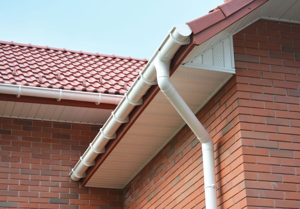 Close up view on House with Rain Gutter Waterproofing